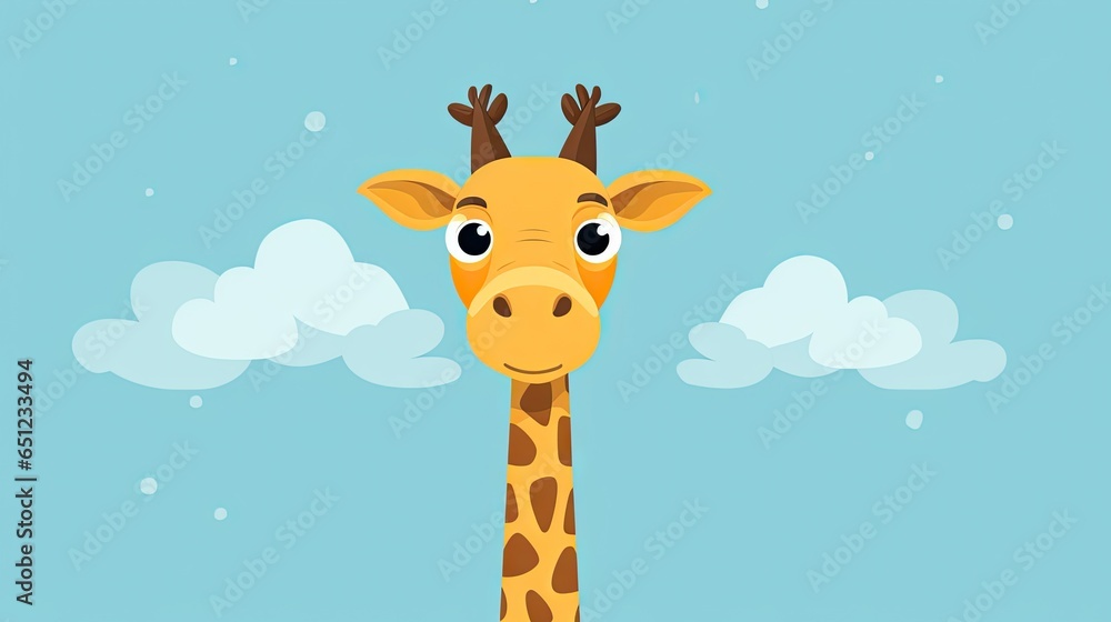 a cartoon giraffe standing in the middle of a field. generative ai a cartoon giraffe standing in the middle of a field. generative ai