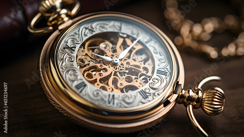 Close-up shot of an old and ancient retro pocketwatch