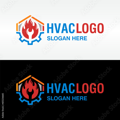 HVAC logo design vector template, heating ventilation and air conditioning logo