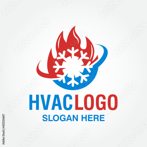 HVAC logo design vector template, heating ventilation and air conditioning logo
