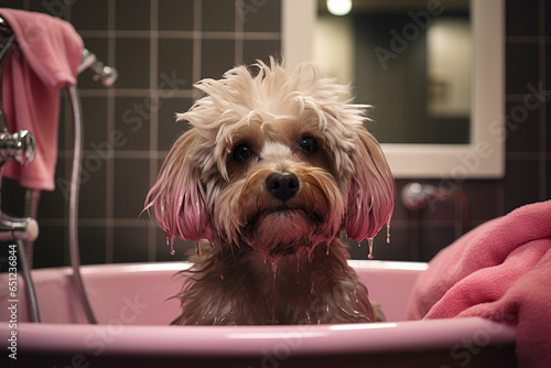 photo capturing a pet enjoying a luxurious spa-like grooming session, complete with relaxing baths, massages, and grooming treatments, highlighting the indulgence and care provided
