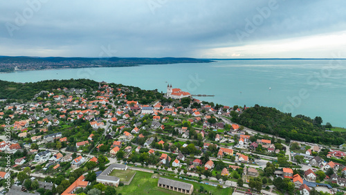 view of the city from the lake balaton and tihany