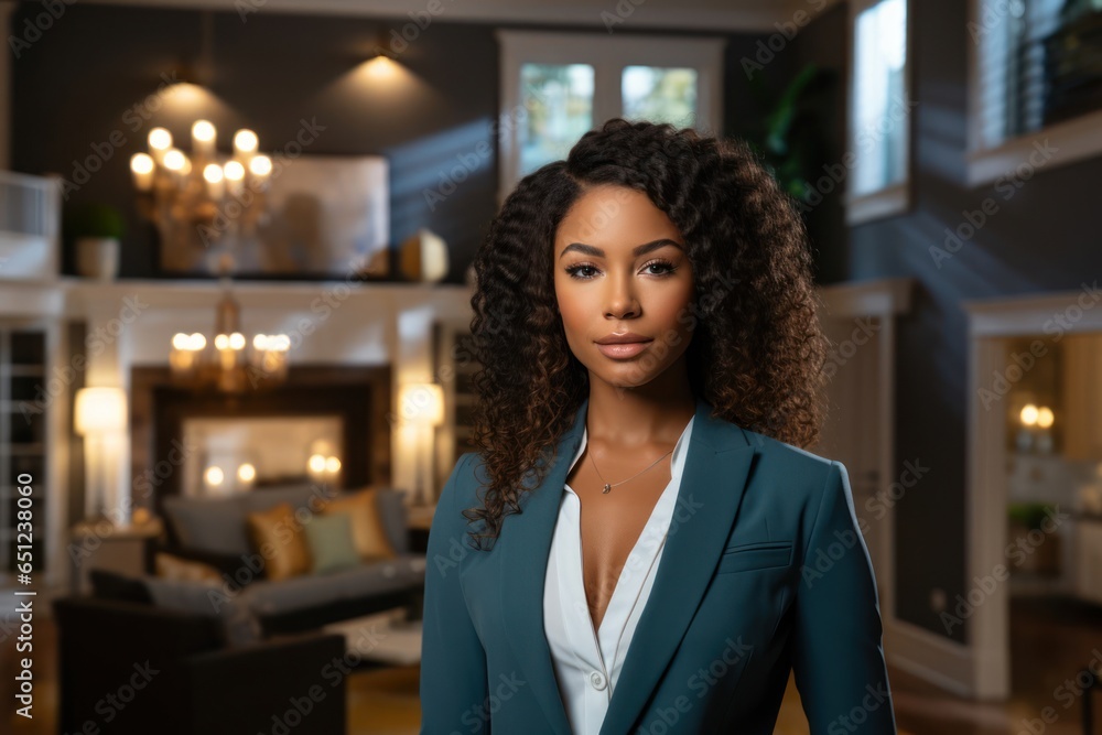 Black Woman Real Estate Agent Occupation Work Role Workplace Backdrop