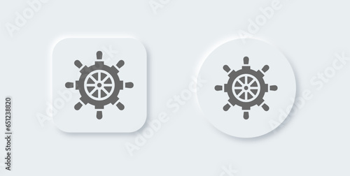 Helm solid icon in neomorphic design style. Ship wheel signs vector illustration.
