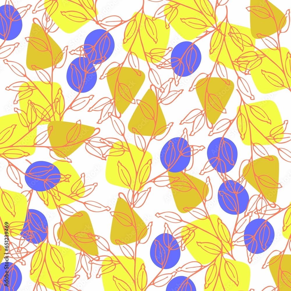 Beautiful yellow and blue floral leaf pattern