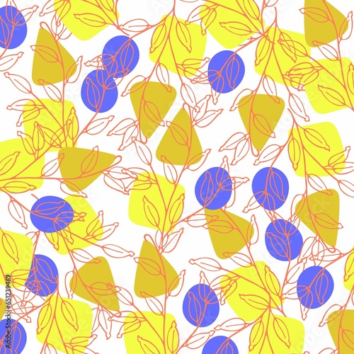 Beautiful yellow and blue floral leaf pattern