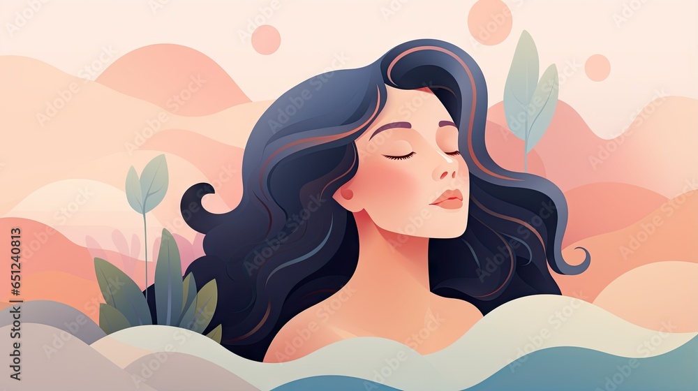 a woman with her eyes closed and her hair blowing in the wind. generative ai a woman with her eyes closed and her hair blowing in the wind. generative ai
