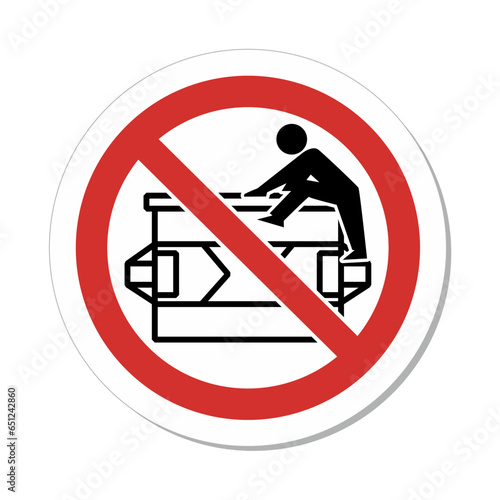 No Climbing ISO Prohibition Sign: Do Not Climb In Or Around Dumpster Symbol
