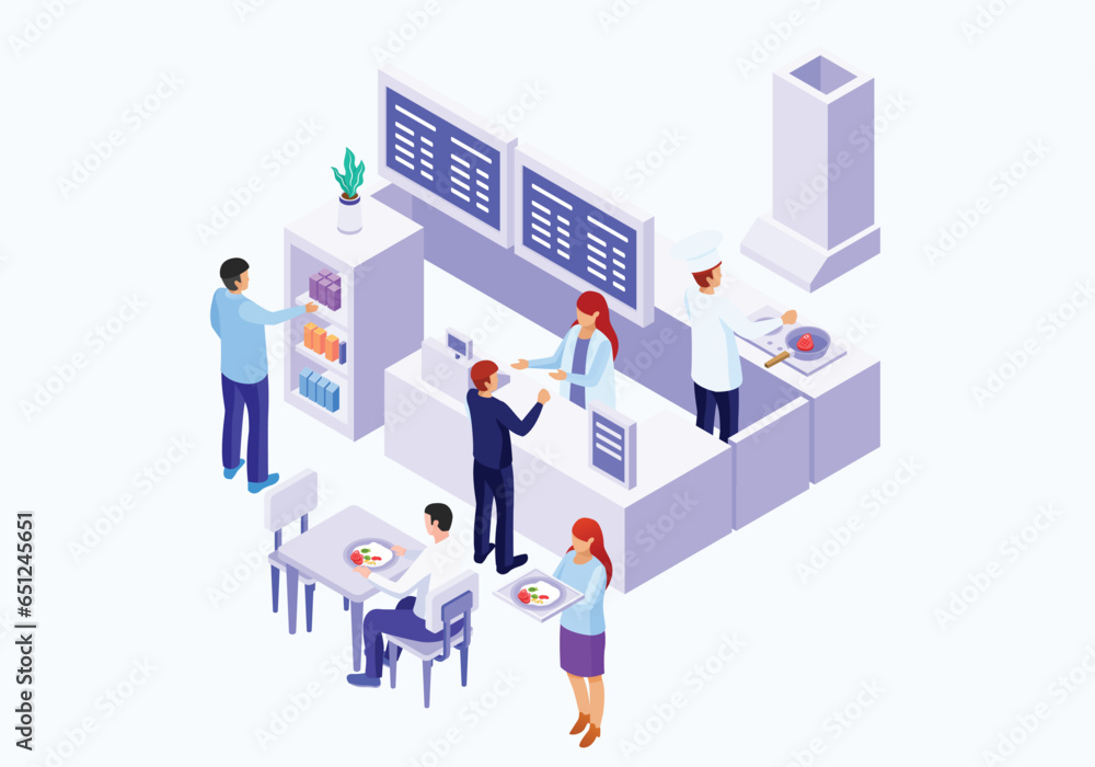 Food Court Isometric Illustration