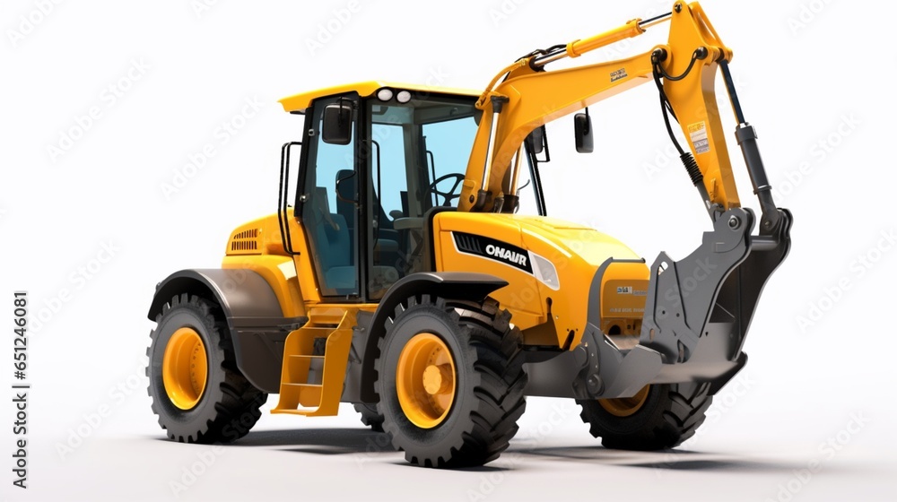 Backhoe Loaders realistic 8k isolate white background.Generative AI Backhoe Loaders realistic 8k isolate white background.Generative AI