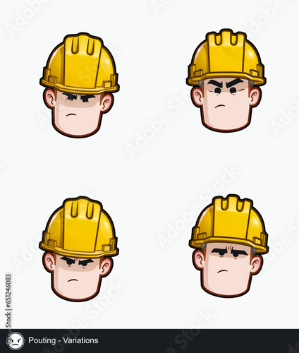 Construction Worker - Expressions - Negative - Pouting - Variations