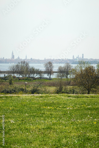 The panorama of old town of Venice from St. Juilian's park	 photo