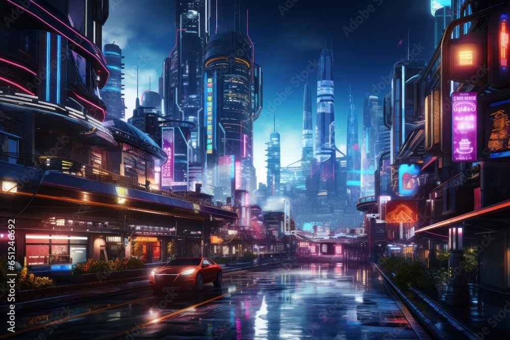 Futuristic city metropolis, Digital art Generate with ai