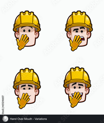 Construction Worker - Expressions - Hand Over Mouth - Variations © nazlisart