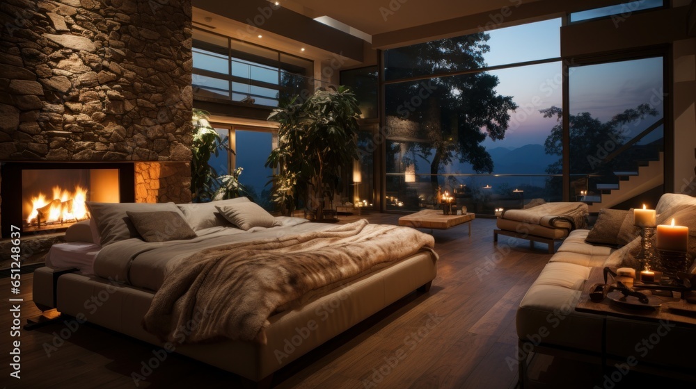 Create a cozy bedroom in a villa