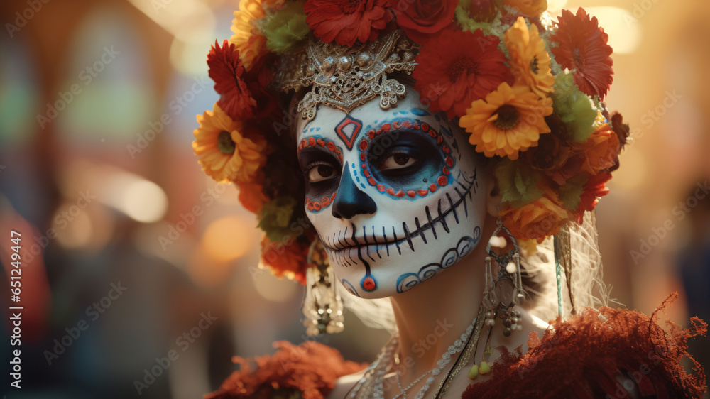 Portrait of a Beautiful Woman Día de los Muertos, Day of the Dead festival