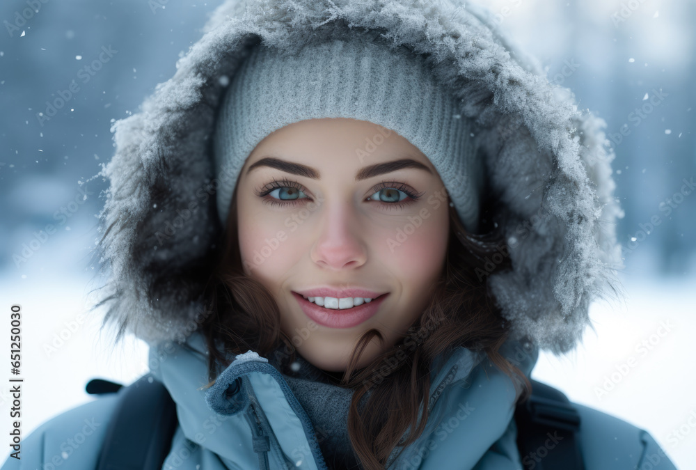 Portrait of a young woman in her winter holidays Portrait of a young woman in her winter holidays