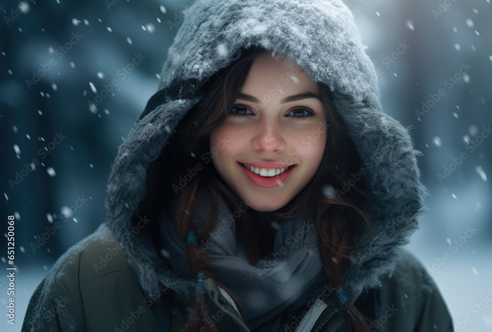 Portrait of a young woman in her winter holidays Portrait of a young woman in her winter holidays