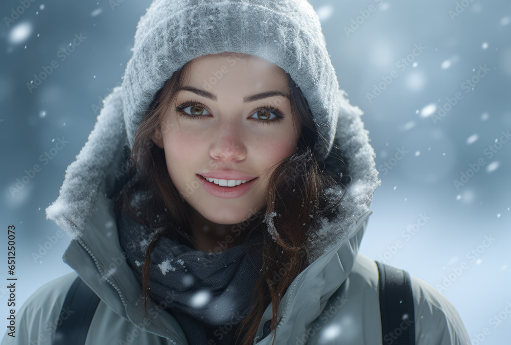 Portrait of a young woman in her winter holidays Portrait of a young woman in her winter holidays