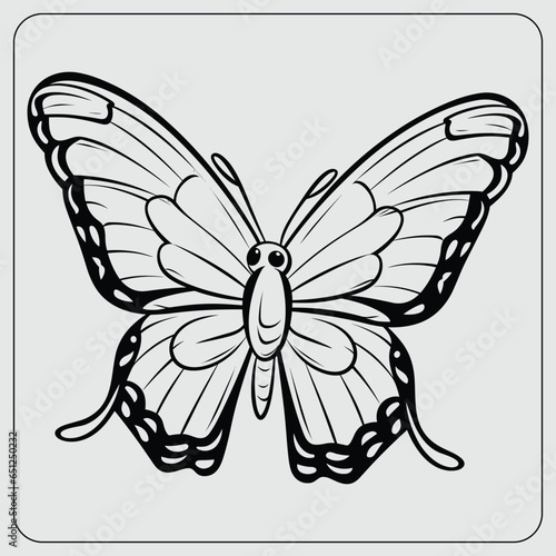Cute and funny coloring page of a butterfly farm animal. Provides hours of coloring fun for children. To color this page is very easy. Suitable for little kids and toddlers. © MDARIF