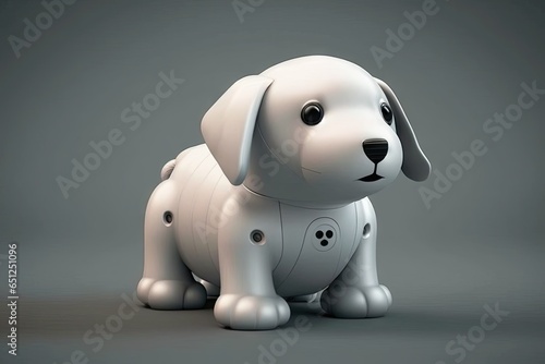 Cute cartoon dog on gray background