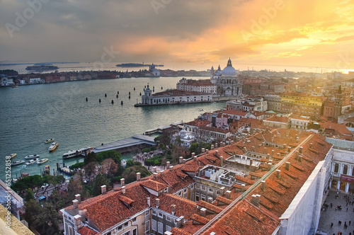 Aerial view of the Giudecca Canal in Venice, Italy