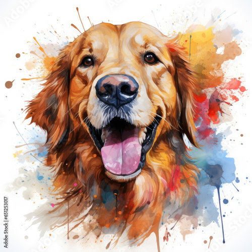 watercolor Golden Retrievcr clipart, Generative Ai