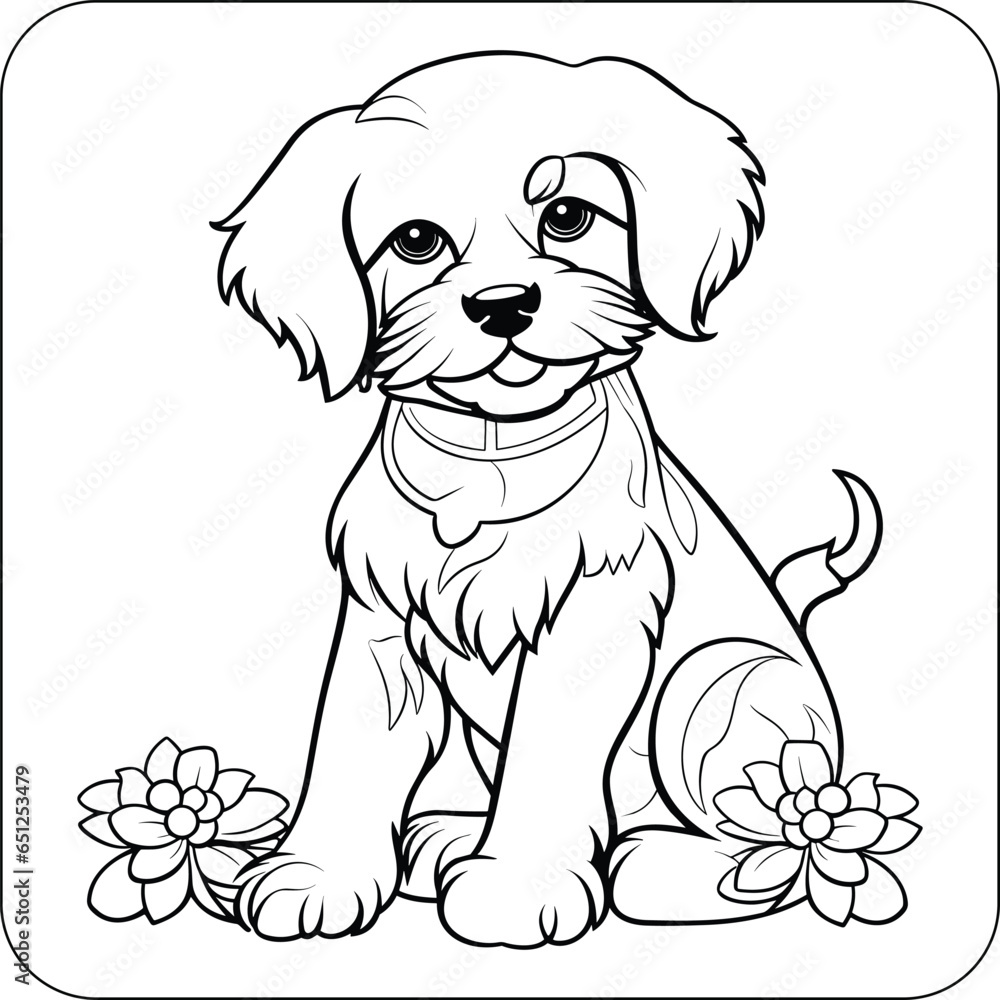 Cute and funny coloring page of a Dog . Provides hours of coloring fun