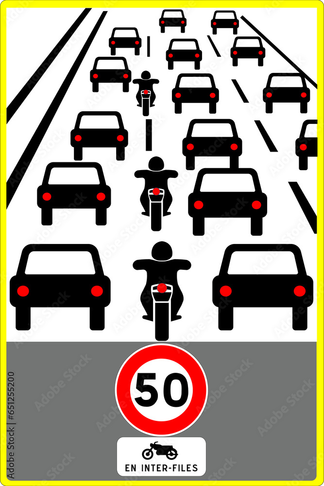 Circulation inter files - Panneau de signalisation Circulation inter files - Panneau de signalisation