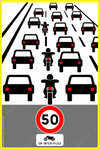 Tableau sur toile Circulation inter files - Panneau de signalisation