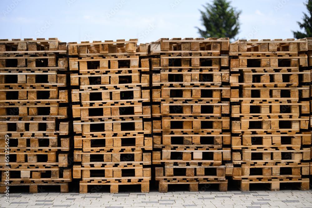 Newly Arrived Wooden Crates Stacked at Warehouse Area