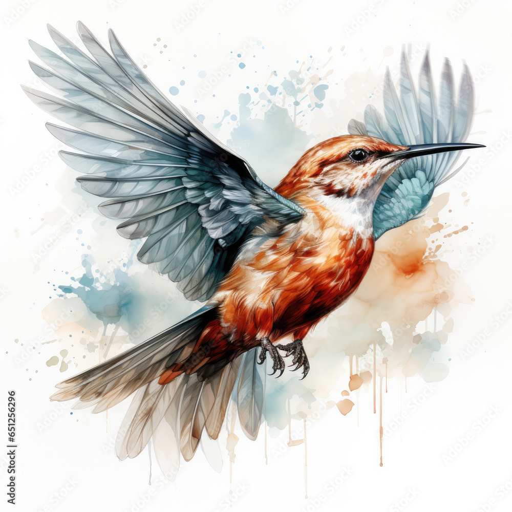 Obraz premium watercolor Spinus tristis bird clipart, Generative Ai