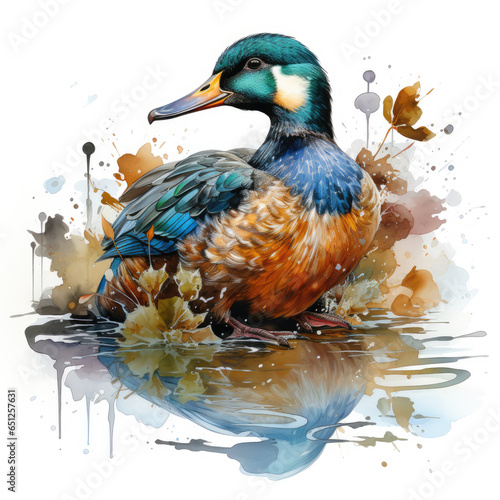 watercolor Mallard clipart, Generative Ai