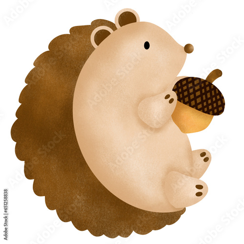 Cute porcupine with oak