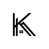 KK, KA House Alphabet Text Font Innovative Typography Icon Graphic Logo Design in Black Color Font on White Background Vector