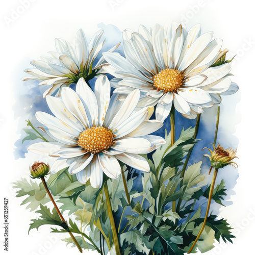 watercolor Daisy clipart  Generative Ai