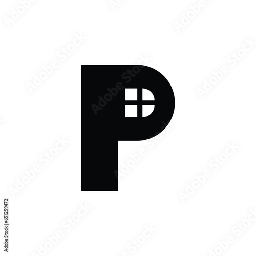P House Alphabet Text Font Innovative Typography Icon Graphic Logo Design in Black Color Font on White Background Vector