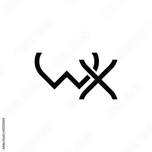 WX, XW Alphabet Text Font Innovative Typography Icon Graphic Logo Design in Black Color Font on White Background Vector