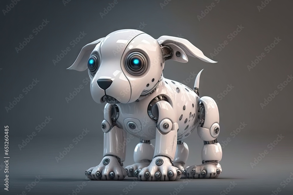 Dog robot on a gray background with shadow Dog robot on a gray background with shadow