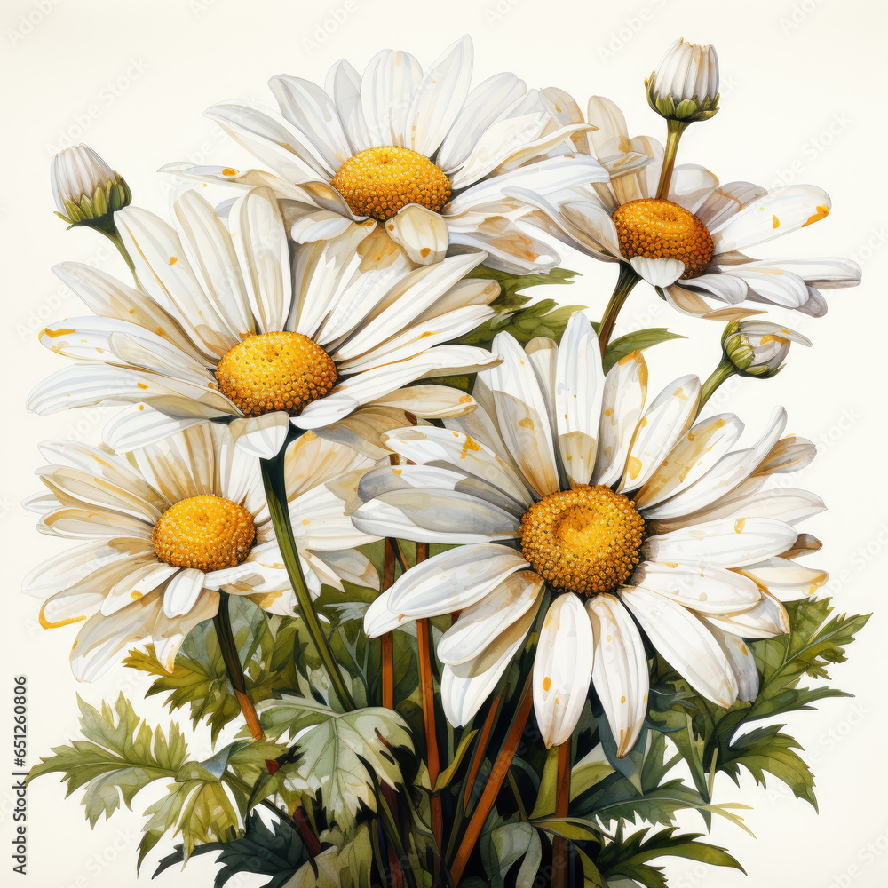Fototapeta premium watercolor Daisy clipart, Generative Ai