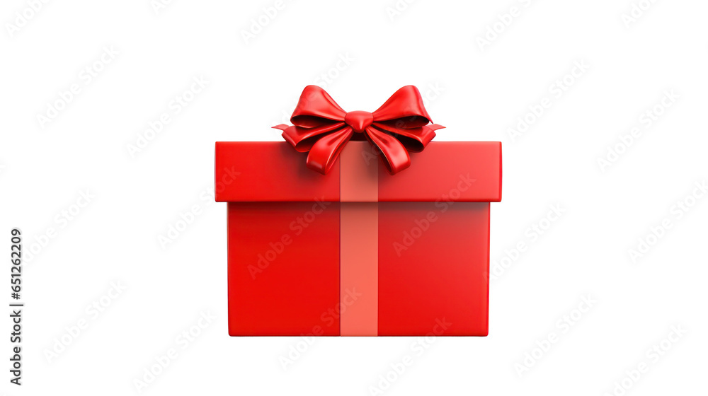 Red gift box with ribbon, isolated on transparent background, generative ai Red gift box with ribbon, isolated on transparent background, generative ai