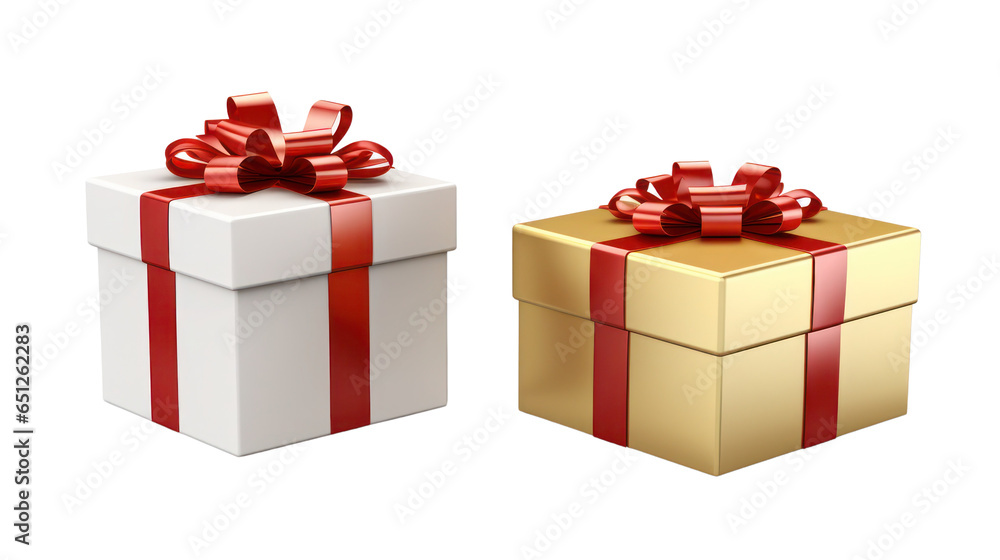 Set of gift boxes with ribbon, isolated on transparent background, generative ai Set of gift boxes with ribbon, isolated on transparent background, generative ai
