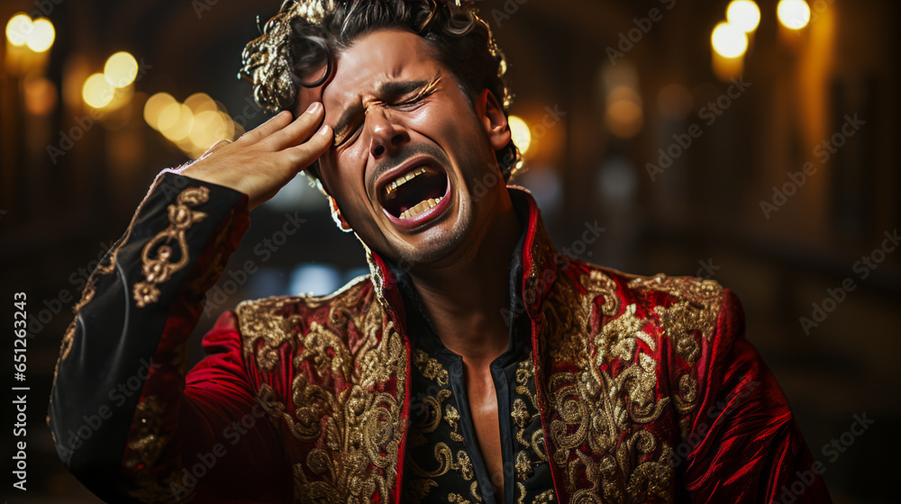 Dramatic bullfighter expressing overwhelming frustration in the arena ...