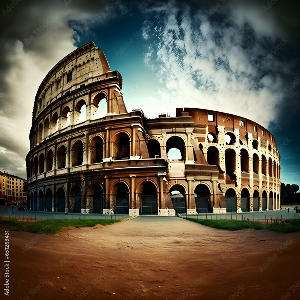 beautiful photo of modern colosseum in italy 