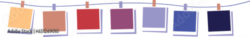 Polaroid photo clothesline vector illustration colorful mockup