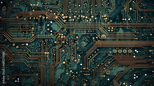 gros plan d'un circuit imprimé, généré par IA photo