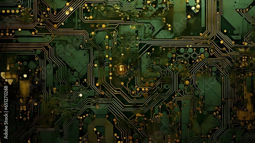 gros plan d'un circuit imprimé, généré par IA