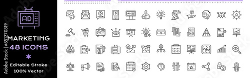 Marketing line icons - editable stroke