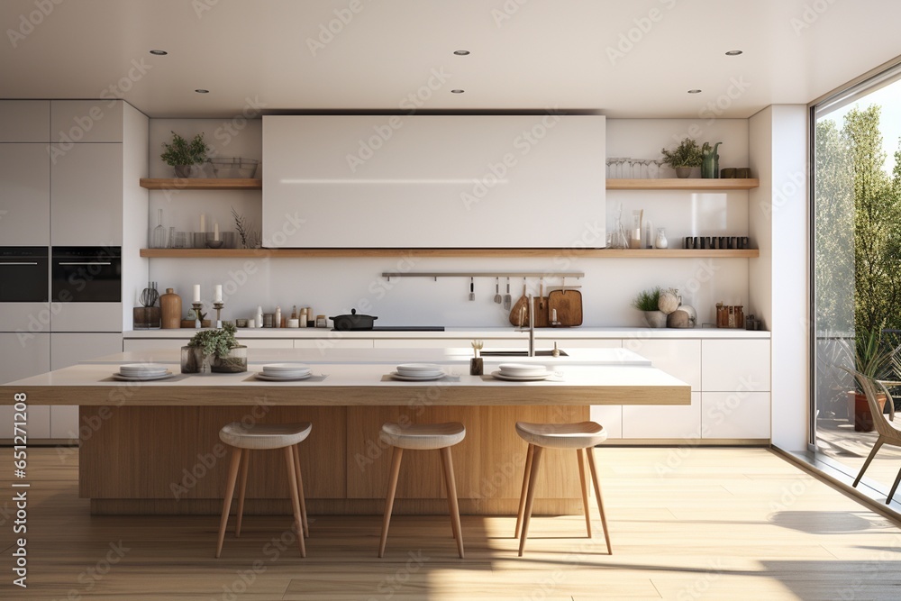Aesthetic Kitchen Room Interior Design Created with Generative AI Aesthetic Kitchen Room Interior Design Created with Generative AI