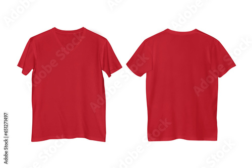 Red V Neck T-shirt Front and Back View